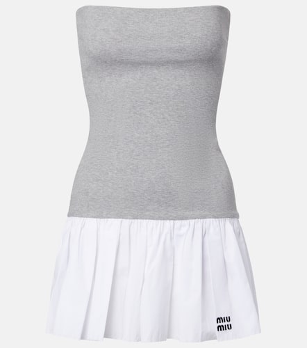 Vestido corto de algodn y cachemir bordado - Miu Miu - Modalova