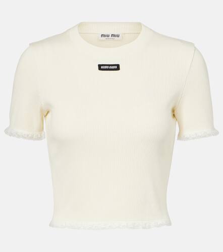 Miu Miu T-shirt cropped in cotone - Miu Miu - Modalova