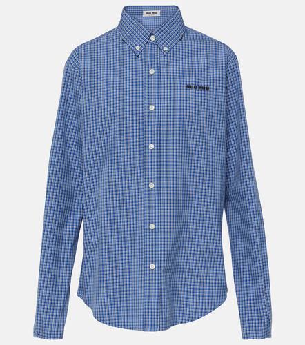 Camicia in popeline di cotone a quadri - Miu Miu - Modalova