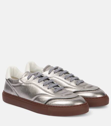 Metallic leather sneakers - Brunello Cucinelli - Modalova
