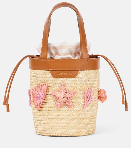Marea Small applique raffia bucket bag - Aquazzura - Modalova