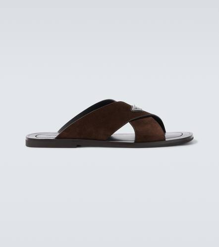 Prada Mules en daim et cuir  logo - Prada - Modalova