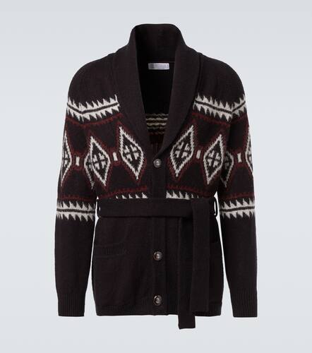 Cardigan en jacquard de laine mlange - Brunello Cucinelli - Modalova