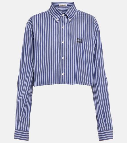Camicia cropped in cotone a righe - Miu Miu - Modalova
