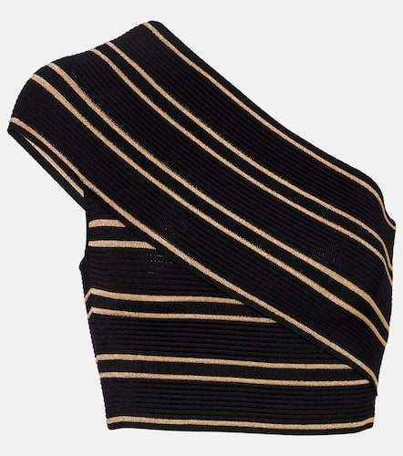 Striped one-shoulder crop top - Balmain - Modalova