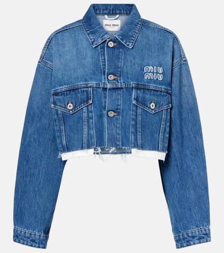 Miu Miu Cropped logo denim jacket - Miu Miu - Modalova