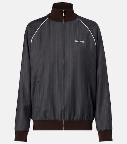 Pinstripe virgin wool blouson - Miu Miu - Modalova