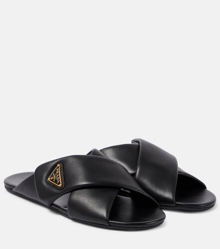 Prada Logo leather slides - Prada - Modalova