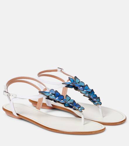 Papillon leather-trimmed canvas sandals - Aquazzura - Modalova