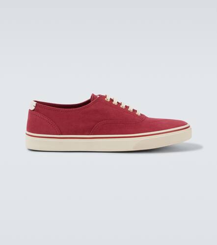 Leather-trimmed canvas sneakers - Brunello Cucinelli - Modalova