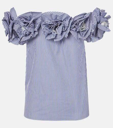 Floral-applique striped cotton top - Carolina Herrera - Modalova