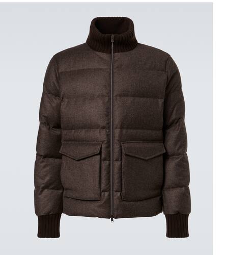 Veste doudoune en laine et cachemire  carreaux - Herno - Modalova