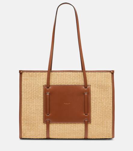 Capri leather-trimmed raffia tote bag - DeMellier - Modalova