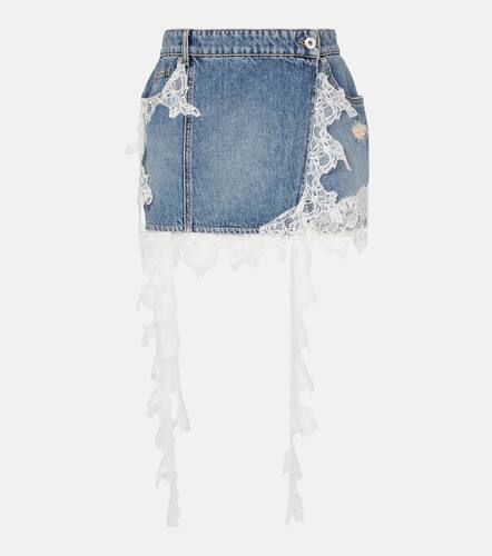 Lace-trimmed denim miniskirt - Blumarine - Modalova