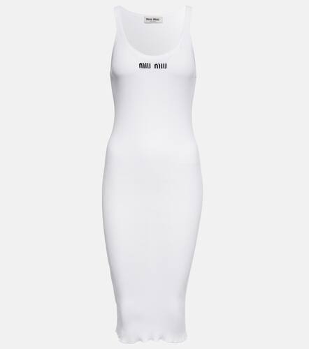 Miu Miu Robe midi en coton  logo - Miu Miu - Modalova