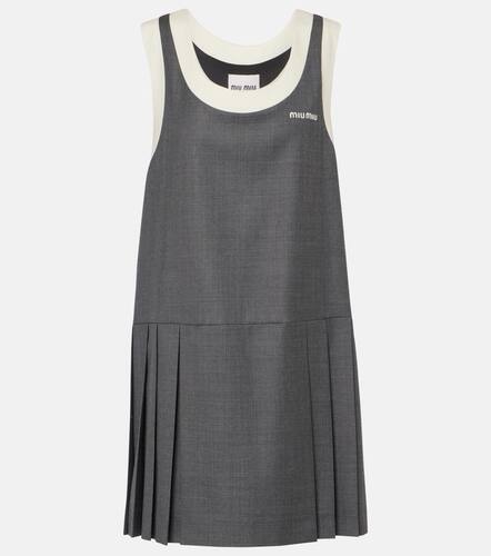 Logo wool grisaille minidress - Miu Miu - Modalova