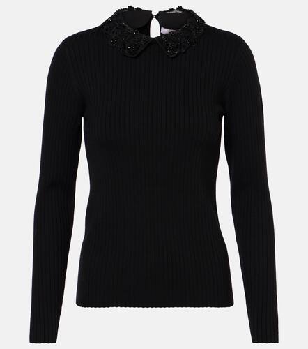 Embellished ribbed-knit wool top - Carolina Herrera - Modalova