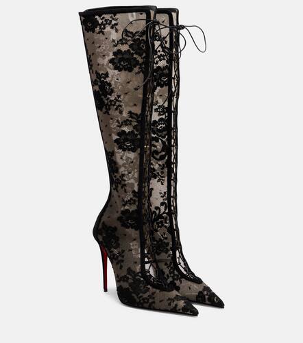 KM 100 lace-trimmed leather knee-high boots - Christian Louboutin - Modalova