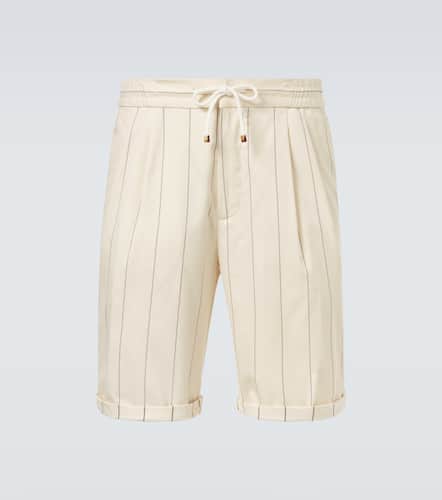 Striped wool and cotton Bermuda shorts - Brunello Cucinelli - Modalova
