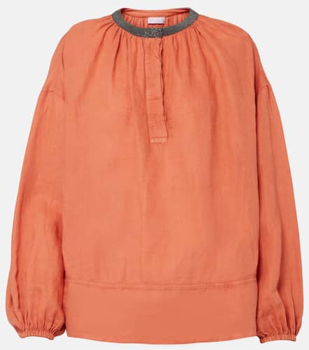 Monili linen and cotton top - Brunello Cucinelli - Modalova