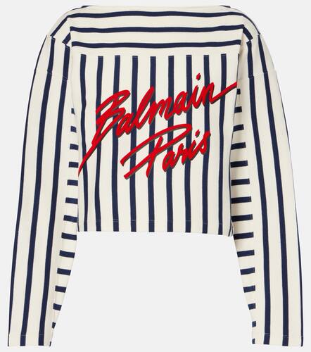 Logo striped cropped sweatshirt - Balmain - Modalova