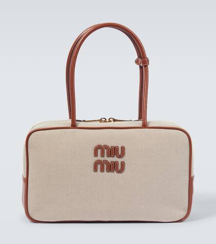 Sac en toile et cuir  logo - Miu Miu - Modalova