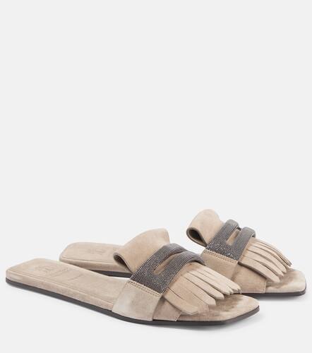 Fringed suede slippers - Brunello Cucinelli - Modalova