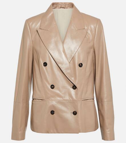 Double-breasted leather blazer - Brunello Cucinelli - Modalova
