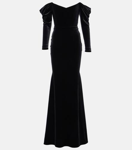 Draped off-shoulder velvet gown - Alex Perry - Modalova