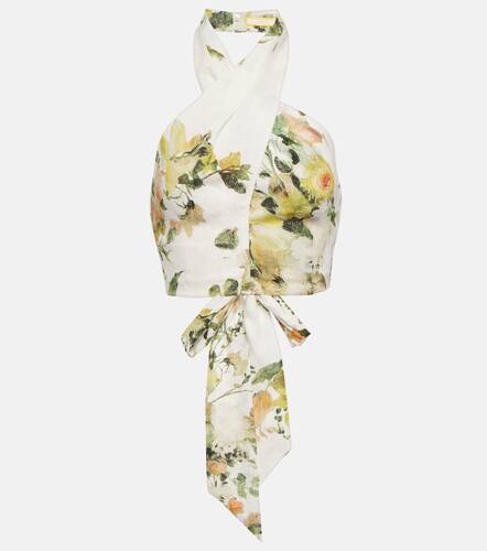 Top de lino floral con cuello halter - Erdem - Modalova