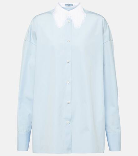 Camicia in popeline di cotone con frange - Prada - Modalova
