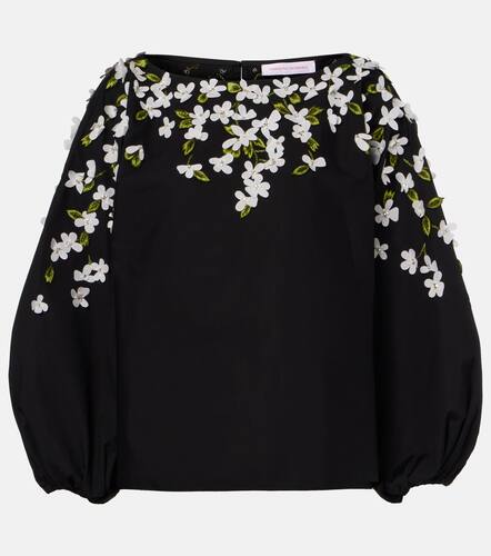 Floral-applique cotton-blend top - Carolina Herrera - Modalova