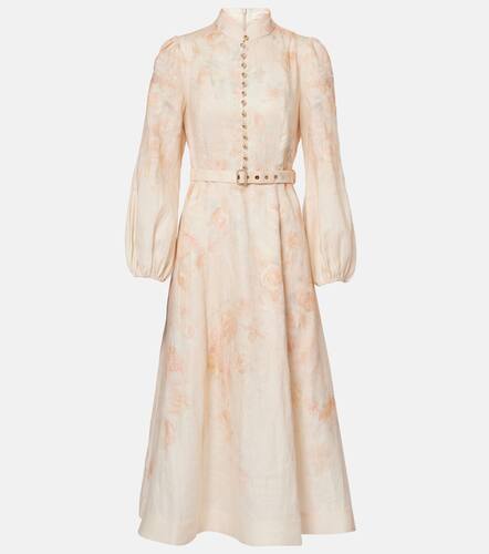 Robe midi en lin  fleurs - Zimmermann - Modalova