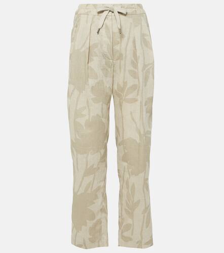 Pantalones tapered de lino estampados - Brunello Cucinelli - Modalova