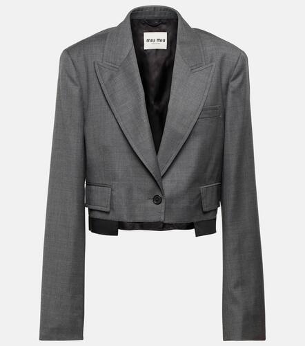 Miu Miu Cropped virgin wool blazer - Miu Miu - Modalova