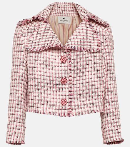 Cropped houndstooth wool-blend jacket - Etro - Modalova
