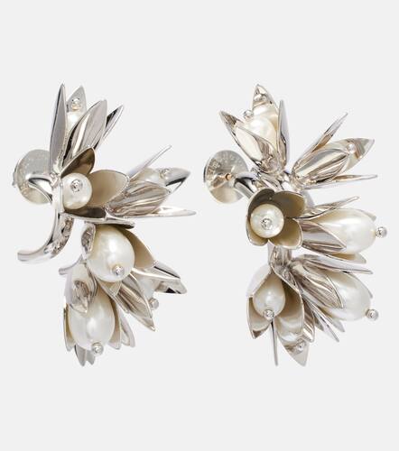 Floral faux pearls hoop earrings - Simone Rocha - Modalova