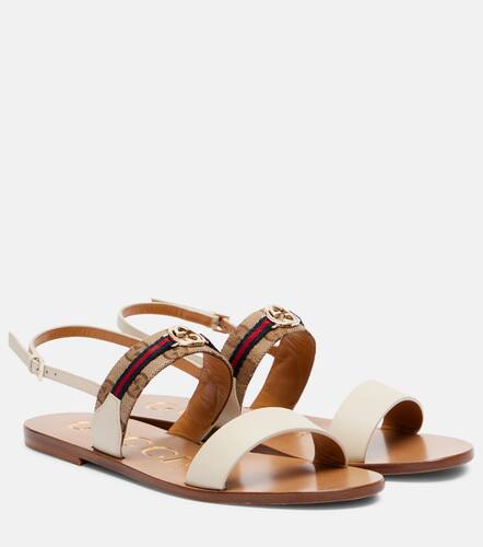 Interlocking G canvas and leather sandals - Gucci - Modalova