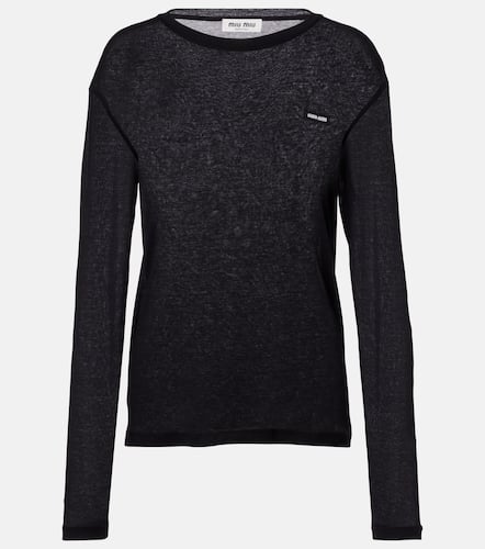 Camiseta de jersey de algodn bordada - Miu Miu - Modalova