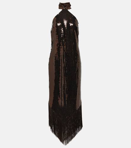 Nina fringed halterneck crepe midi dress - Taller Marmo - Modalova