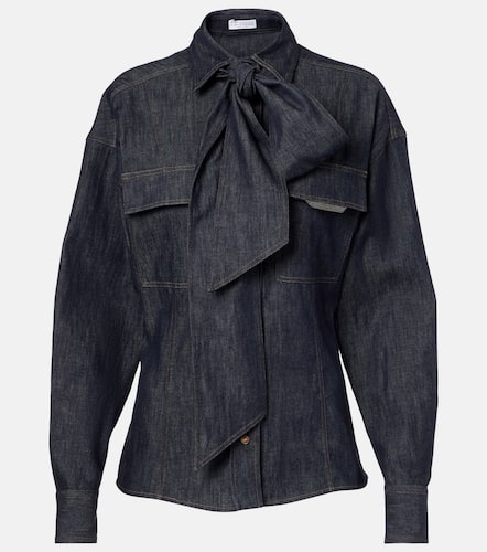Bow-tie cotton blouse - Brunello Cucinelli - Modalova