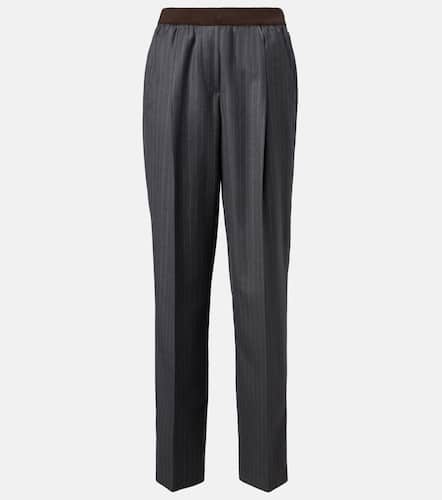 Pinstripe virgin wool wide-leg pants - Miu Miu - Modalova