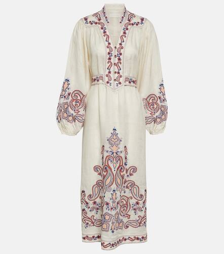 Robe midi imprime en lin - Zimmermann - Modalova