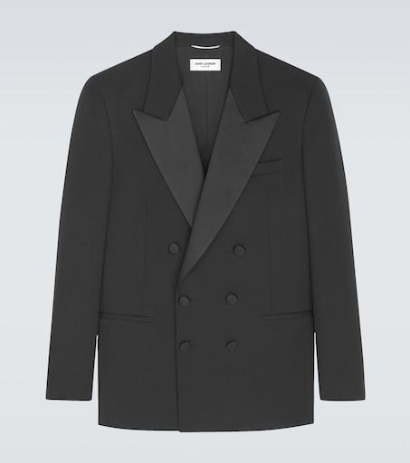 Double-breasted virgin wool blazer in black - Saint Laurent 