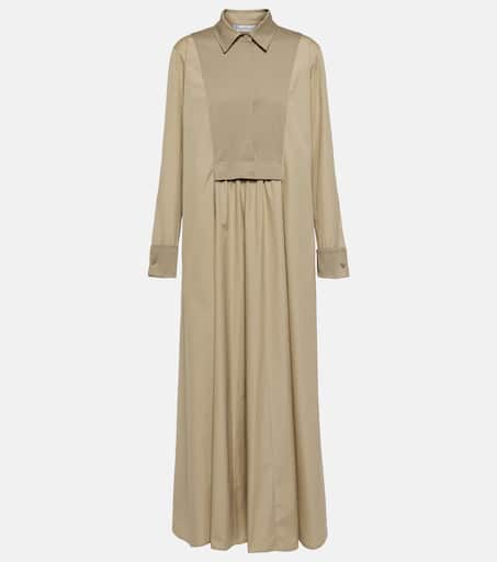 S Max Mara MOIRA コットン ポプリン ドレス Beige 関税送料込 MARLENA＞'S Max Mara ピュアコットンポプリンプリントドレス (S