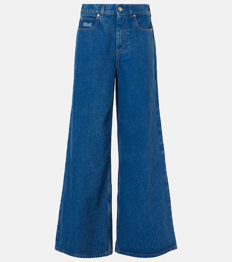 デニム・ジーパン Marni Trompe L'oeil Wide-Leg Trousers In Stretch Denim Marni Trompe L'oeil Stretch Denim Jeans | SHOWROOM