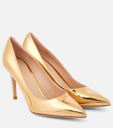 Gianvito 85 metallic leather pumps in gold - Gianvito Rossi