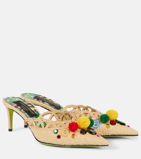 【関税＆送料込み】Dolce & Gabbana Mules Con Tacco Basso E dolce gabbana Zoccolo Open Toe Mule Stiletto Blue Denim Bow