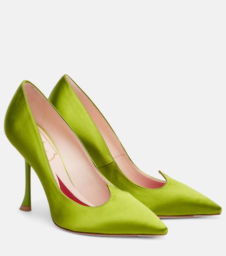 I Love Vivier 100 satin pumps in green - Roger Vivier