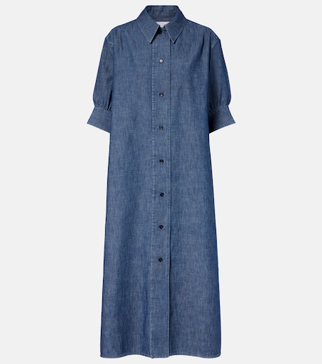 chinese dress ladies Button Down Midi Denim Dress Blue | Dresses & Jumpsuits